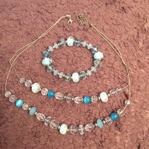 Blue Necklace and Bracelet Set